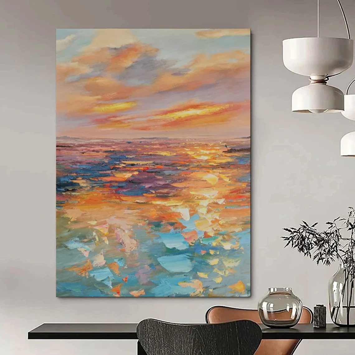 Balcony Handmade Living Coastal Bedroom Abstract Canvas Wall Art 7YKAR